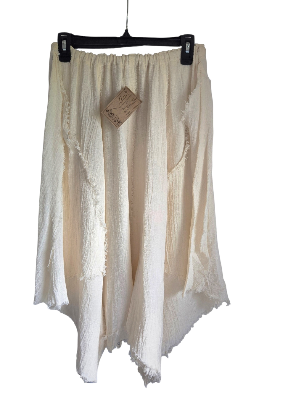 Jalior Boho Flowy Gauze Skirt Coastal Beachy Raw Hem Hand Made in Mexico